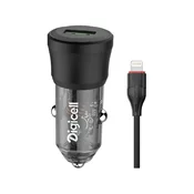 Digicell Transparent Car Charger Set Lightning QC3.0 18W auto punjac