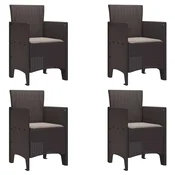 Vidaxl Vrtni Stol z blazino 4 szt. Rjava 53 x 49 x 85 cm Polipropilen