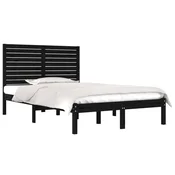 Okvir za krevet od masivnog drva crni 140 x 190 cm