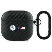 Bmw Ovitek za AirPods 4 BMW BMA4WMPUCA2 črn/črn karbonski dvojni kovinski logotip