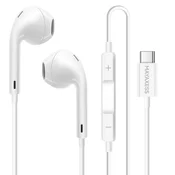 OEM Mayaxess, Žične USB-C slušalke za Google Pixel 10 z vgrajenim mikrofonom, Bela, (5000231630)