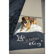 Odeja Pet 70 x 90 cm, Life is better with a dog - siva