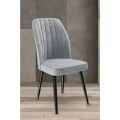 Hanah Home set trpezarijskih stolica Platinum 2 kom, siva tkanina Jerry, crne metalne noge