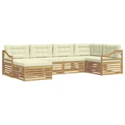 Set vanjskih sofa s jastukom 6 pcs Bijela i krem Poliester