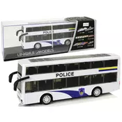 slomart LEAN TOYS Policijski avtobus na nategovanje z zvokom - beli