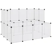 Vidaxl Ograda za male živali prozorna 143x107x93 cm PP in jeklo