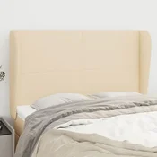Vidaxl vidaXL Vzglavje postelje s krilci, kremne barve, 147x23x118/128 cm, blago