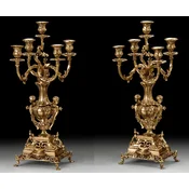 Casa Padrino luxury baroque candle holder set gold A 27 x H. 50 cm - Handmade baroque style bronze candlesticks - Baroque decorative accessories - Baroque interior - Noble & Magnificent