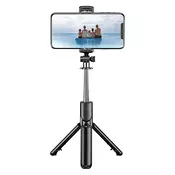 Selfie stick Techsuit S03 z Bluetooth daljincem in stabilnim stojalom, 68cm - črn