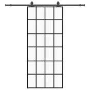 Vidaxl Drsna vrata z opremo črna 90x205 cm ESG steklo