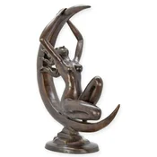 Casa Padrino luxury bronze decorative sculpture woman in the moon 66 x H. 76.5 cm - Large bronze decorative figure - Living room decoration - Office decoration - Decorative accessories