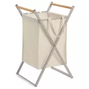 Zeller Zložljiva košara za perilo 36,5x40xh67cm/krem/kovina, poliester, les