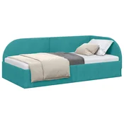 Vidaxl Kotna postelja z vzglavjem Turkizna 80 cm x 200 cm Žamet