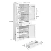Songmics Kuhinjska shramba omara 76x40x182 cm Bela