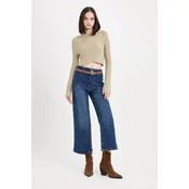 DEFACTO Culotte High Waist Ankle Length Jean Washed Trousers