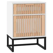 Vidaxl Nočna omarica bela 40x30x55,5 cm inženirski les in železo