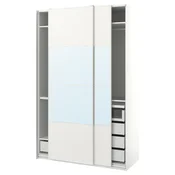 PAX/MEHAMN/AULI Garderobna omara z drsnimi vrati, bela/ogledalo, 150x66x236 cm