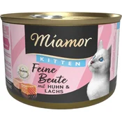 Miamor Mačja hrana Kitten Feine Beute - piščanec in losos - 185 g