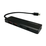 LC-Power USB hab, 5 u 1, 2xUSB-A, 2xUSB-C, 1xUSB-C za napa?anje, crni
