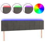 Vidaxl LED posteljno vzglavje temno sivo 180x5x78/88 cm žamet