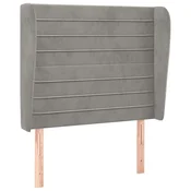 Vidaxl Vzglavje z ušesi svetlo sivo 93x23x118/128 cm žamet