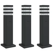 Vidaxl Zunanja talna svetilka z vtičnico 3 kosi črna 50 cm aluminij