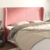 Uzglavlje s ušima ružicasto 203x23x118/128 cm baršunasto
