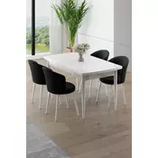 HANAH HOME Rasklopivi trpezarijski sto i stolice (5 delova) Asfel White Black