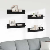 Police na zidu s policom 4 pcs Crni hrast 80 x 11,5 x 18 cm