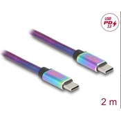 Delock Kabel USB 2.0 do USB Type-C™ od vtiča do vtiča, mavrični kovinski plašč, PD 3.0, 60 W, 2 m