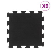 Gumene podne plocice 9 kom crne 16 mm 30 x 30 cm