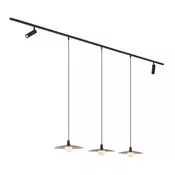 Sodobni sistem tirnih svetil črn z 2 reflektorjema in 3 visečimi svetilkami vijolične barve 1-fazni - Slimline Uzzy Panzi