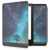 Preklopni ovitek z oblikovanjem drevo za Amazon Kindle Paperwhite (11. Gen - 2021) - modra