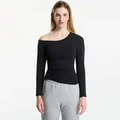 Nike Sportswear Womens Tight Off-Shoulder Long-Sleeve Top Black/ Sail M