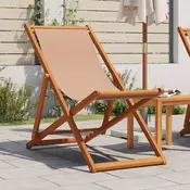 Sklopiva stolica za plažu smedesiva drvo eukaliptusa i tkanina