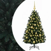 Vidaxl Umetno božično drevesce, temno zeleno, z bučkami 150 cm 150 LED