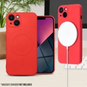 Onasi silikonski ovitek MagSafe za iPhone 13 6.1 - mat rdeč