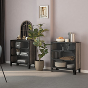 Ormarici za pohranu 2 kom sivi 72x36x82 cm od metala i MDF-a