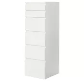MALM Komoda sa 6 ladica, bijela/zrcalno staklo, 40x123 cm