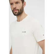 Bombažna kratka majica Tommy Hilfiger moška, bež barva, MW0MW34436