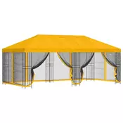 Paviljon s bočnim stranama 6 x 3 m Žuta Poliester i čelik 190