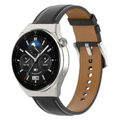 Pas za uro Samsung Galaxy Watch 4 40mm/44mm/Watch 5 40 mm/44mm Genuine Hide iz pravega usnja - črn