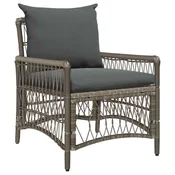 Vidaxl Vrtni Stol z blazino Siva 73 x 61 x 77 cm poli ratan