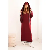 Kesi Włoski Womens set with viscose featuring a button-up blouse and a long dress burgundy
