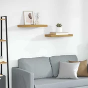 Polica na zidu Zidne 2 pcs Bež 50 x 23 x 4 cm Konstruirano drvo