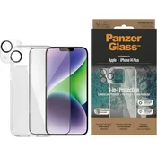 PanzerGlass™ 3-v-1 Zaščitni Paket za iPhone 14 Plus – Kaljeno Steklo + Kamera + Ovitek