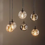 EMIBIG LIGHTING Obesna svetilka Glassy, 6-krilna, grafit/jantar/prozorna, steklo, 75 cm - Dnevna soba/jedilnica - Sodobni - črna, grafitna, jantar, prosojna