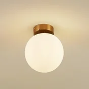 Stropna svetilka Lucande Bidolo, medeninasta barva, steklo, 15 cm, IP44 - Kopalnica - medeninaste barve