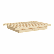 Zakonska postelja iz masivnega bora s prostorom za shranjevanje z letvenim dnom 160x200 cm v naravni barvi Kanso – Karup Design