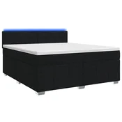 vidaXL Postelja boxspring z vzmetnico Črna 160 x 200 cm Blago